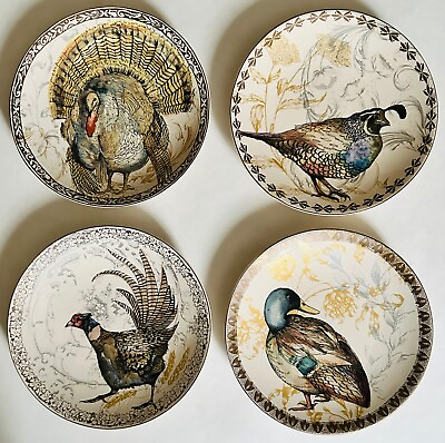 #ad New Pottery Barn Thanksgiving Bird Plates Set of 4 New in Box 8.5quot; $75.00