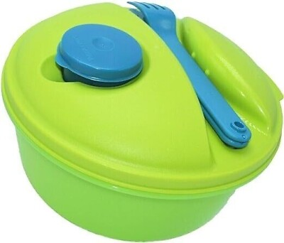 #ad #ad TUPPERWARE New SALAD ON THE GO SET w Fork Knife Mini Dressing Container Green $18.36