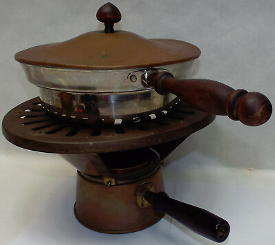 Excellent Rare Vintage Sterno Ware Fondue Heater CASSEROLE Warmer Copper amp; Brass $90.09
