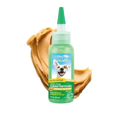 #ad TropiClean Fresh Breath for Dogs No Brush Dental Gel Peanut Butter Flavor $16.00