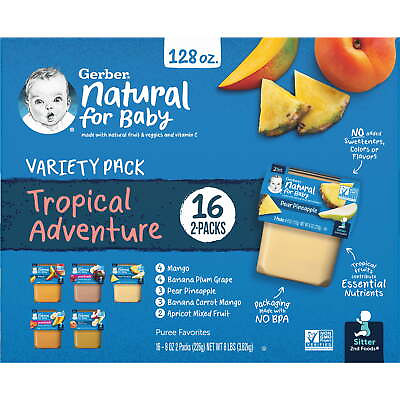 #ad #ad Gerber 2nd Foods Baby Food Tropical Adventure Variety Pack 2 oz Tubs 32 Pack $29.38