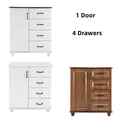 #ad Sideboard Buffet Cabinet Kitchen Storage Cabinet with 4 Drawers and 1 Door USA $175.75