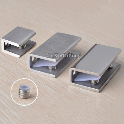 4PCS 304 Stainless Steel Glass Clamps Partition Thicken Fix Brackets No Drilling $37.59