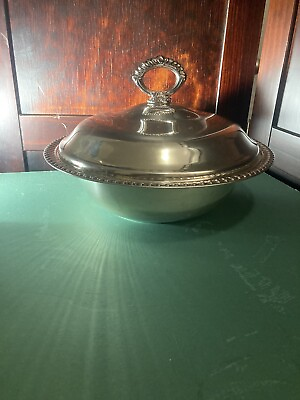#ad Vintage Leonard Italian Silver Plate Covered Casserole Chafing Serving Dish $34.99