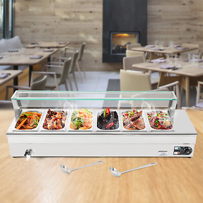 #ad Large Capacity Electric Food Warmer Steam Table Buffet Bain Marie Countertop $268.33