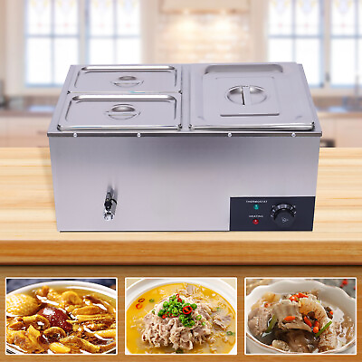 Commercial Electric Food Warmer Large Capacity Stainless Steel Food Warmer 3 Pot $112.00