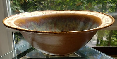 KCM 1982 Studio Art Pottery Stunning Large Serving Bowl Vessel Faith Blessing $49.79