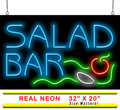 #ad Salad Bar Neon Sign Jantec 32quot; x 20quot; Healthy Fresh Greens Restaurant Buffet $429.00