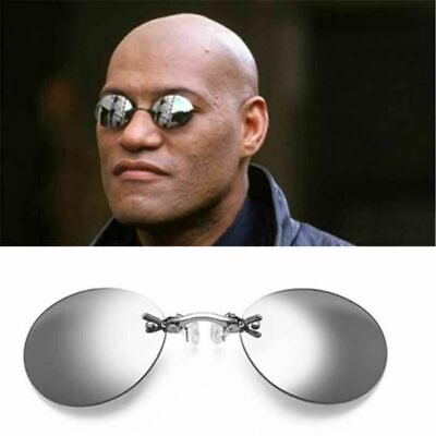 Clip On Nose Glasses Round Rimless Matrix Morpheus Sunglasses Frameless Vintage $9.00