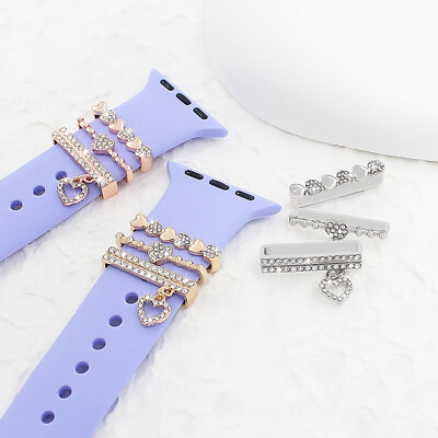 #ad Silicone Strap Decoration For Apple Watch Band Bling Rhinestone Charms Jewelry $6.95