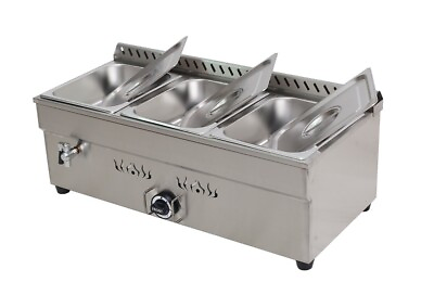 Countertop 3 Pans 4quot; Deep LP GAS Food Warmer Steam Table Buffet Warmer 1 2 Size $355.00