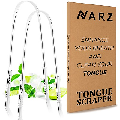 #ad NARZ Tongue Scraper Stainless Steel Dental Fresh Breath Cleaning Oral Tounge $4.99