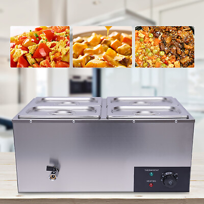 #ad 16L Food Warmer 4 Pan Buffet Food Warmer Stainless Steel For Commercial $85.40