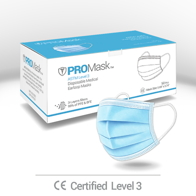 10 50 100 PROMask Disposable Face Masks Medical Surgical Dental 3 Ply Earloop $6.95