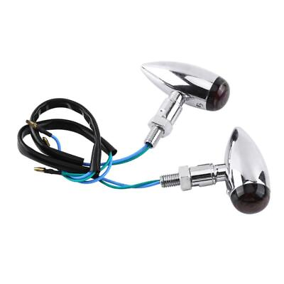 #ad Motorcycle Amber Turn Signal Lamp Black Indicator Pair Kit $15.37