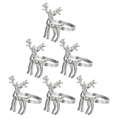 #ad 6 Pcs Napkin Buckles Reindeer Ring Antler Rings Xmas Party Holders Chic $9.86