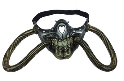 Steampunk Submarine Mask Skeleteon Skull Mouth Adult Tubes Antique Gold SIlver $14.95