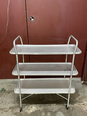 #ad Vintage Slim Metal Rolling Folding Bar Kitchen Cart By Trimble Inc. Tray Table $154.00