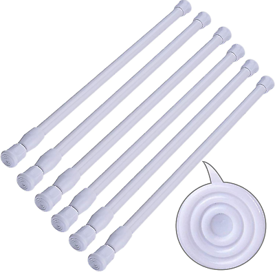 #ad #ad 6 Pack Cupboard Bars Adjustable Spring Tension Rods White Refrigerator Bar Exten $23.74