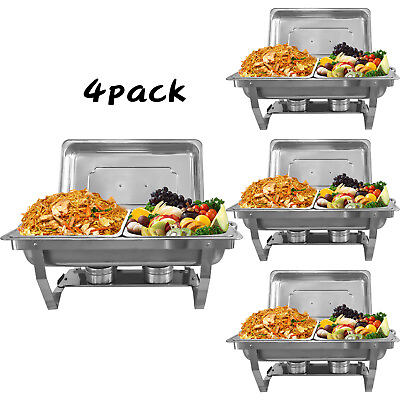Chafing Dish Stainless Steel 8qt Chafer Complete Sets with 2 Pans for Party $63.99