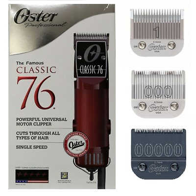 #ad Oster Classic 76 Universal Motor Clipper w Detachable #000 #00000 amp; #1 Blade $134.99