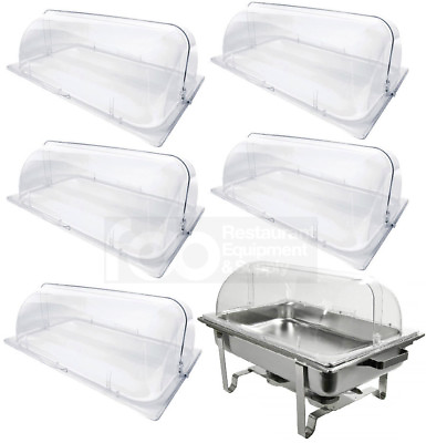 #ad 6 PACK Full Size Roll Top Chafing Dish Clear Plastic Pan Display Cover Chafer $285.00
