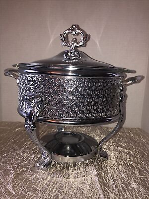 Anchor Hocking Fire King Ovenware Dish Chafing Dish Silver Plate Ornate $34.99