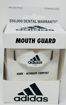 #ad Adidas Football WHITE Mouth Guard One Size Fits All With Tether New $10.79