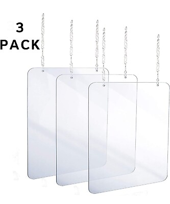 #ad Hanging Acrylic Sneeze Guard Plexiglass Shield Safety Barrier 36”x40” 3 Pack $99.99