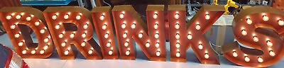 #ad SAW amp; STEEL 24quot; Marquee Letters for Restaurant Bar DRINKS Retro Sign Lights $399.99