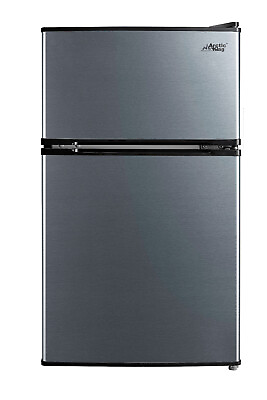 Arctic King 3.2 Cu Ft Two Door Compact Refrigerator Freezer Stainless Steel NEW $148.00