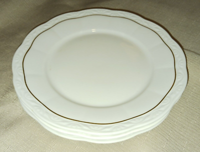 #ad 3 Rare Zeh Scherzer ZSC112 7.5quot; Salad Plates Gold Ring Embossed Edge Scalloped $14.95