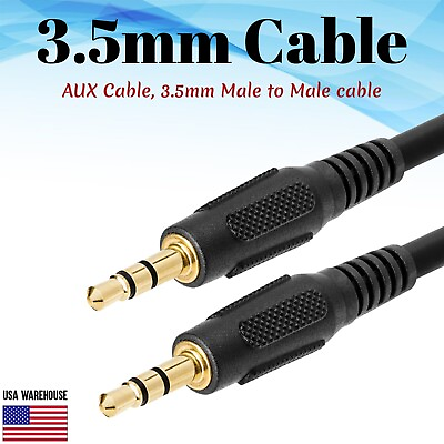 #ad #ad 3.5mm Male to Male Cable 3ft 6ft 12ft 25ft 50ft 100ft Lot Stereo Audio Aux 1 8quot; $5.50
