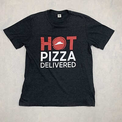 #ad Pizza Hut T Shirt Mens Large Gray Cotton Blend Short Sleeve Hot Pizza Delivered $9.74