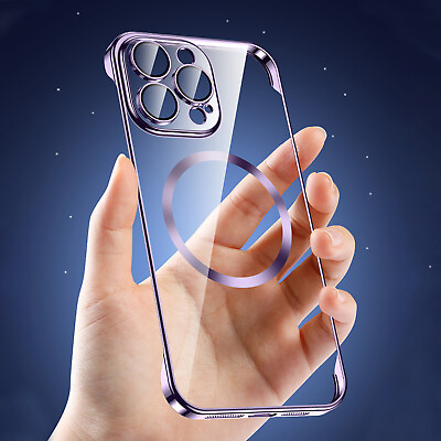 Frameless MagSafe Case For iPhone 14 Pro Max 13 12 Transparent Camera Lens Cover $9.51