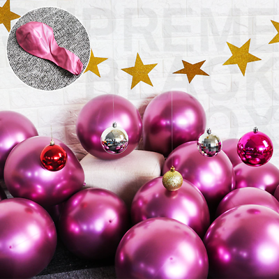 #ad 50 Pink Metallic Balloons Chrome Shiny Latex 12quot; Thicken For Wedding Party Baby $6.99