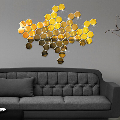 #ad #ad 5 1Pcs Wall Stickers 3D Mirror Hexagon Vinyl Removable Decal Home Decor Art DIY C $2.29