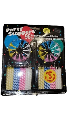 #ad Vintage Birthday Candles Party Holders Cake Pastel Pink Blue Twisted 96 Total $7.20