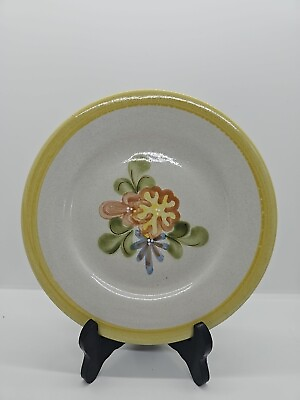 #ad #ad Vtg Louisville Stoneware Country Flower Yellow Trim Pottery Salad Plate 8quot; $13.99