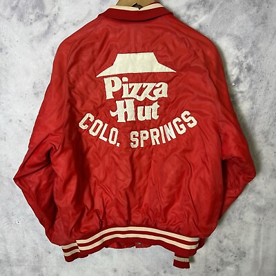#ad Vintage Pizza Hut Jacket Adult Large L Red Snap Bomber Colorado Springs $80.00
