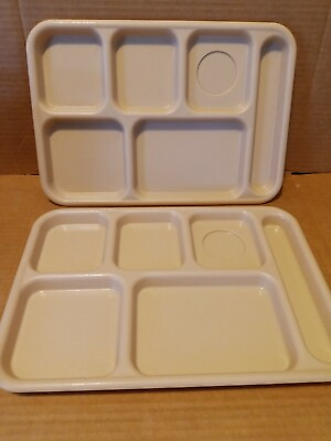 #ad 2 BEIGE CAMBRO 10146CW SIX COMPARTMENT STACKING TRAYS 10quot;×14.5quot; $9.99