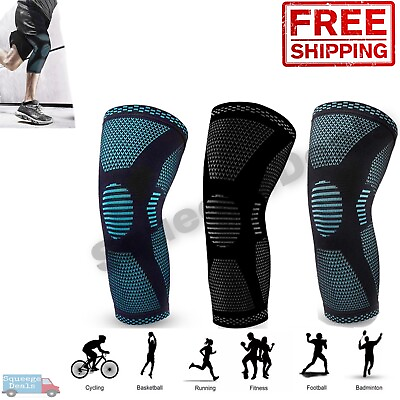 2pc Knee Brace Compression Sleeve Pair Support Soft Sport Pain Relief Arthritis $13.89