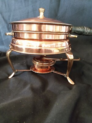 Vintage NADER Persian Copper Fondue Set Chaffing Dish 5 Pieces Mid Century Moder $54.99