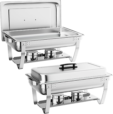 #ad Chafing Dish Buffet Set 2 Pack Chafers and Buffet Warmers Sets 8QT Stainless S $129.36