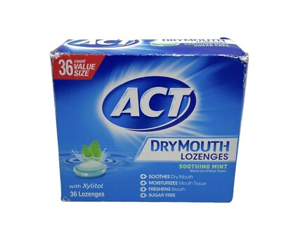 #ad #ad ACT Dry Mouth w Xylitol Sugar Free 36 Soothing Mint Lozenges $9.49