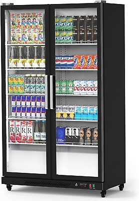 #ad #ad Commercial Glass 2 Door Beverage Refrigerator Cooler Merchandiser 27.1 Cu.Ft Bar $1861.99