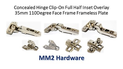 #ad #ad Concealed Hinges Full Half Inset Overlay 110D Clip On Face Frame Frameless Plate $59.99