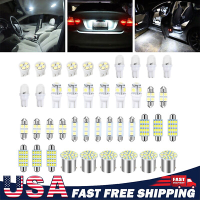 #ad #ad 42PCS Car Interior Combo LED Map Dome Door Trunk License Plate Light Bulbs White $6.40