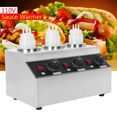 3Bottles Electric Food Sauce Warmer Heating Hot Cheese Dispenser Countertop Pump $118.75