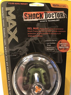 #ad SHOCK DOCTOR Gel Max Mouth Guard Sports Protection YOUTH 10 Mouthpiece NEW SEAL $12.99